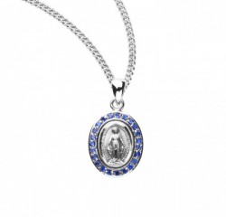 Women's Cubic Zirconia Studded Oval Miraculous Medal [HMM3264]