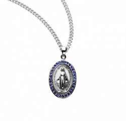 Women's Oval Cubic Zirconia Studded Miraculous Medal [HMM3265]