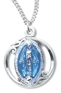 Women's Petite Blue Enamel Miraculous Pendant [HM0807]
