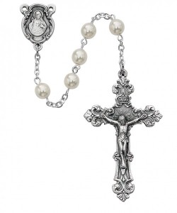 Women's Sacred Heart Pearlized Rosary [MVRB1004]