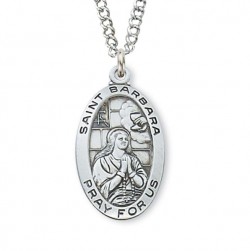 Women's St. Barbara Medal Sterling Silver [MVM1114]