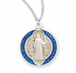 Women's St. Benedict Blue Enamel Double-Sided Necklace [HMM3344]