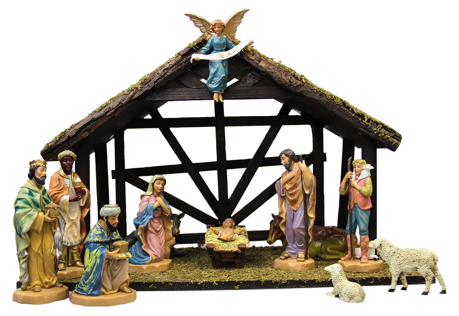 DiGiovanni Nativity Set With Wood Stable 6 From Catholic Faith Store.