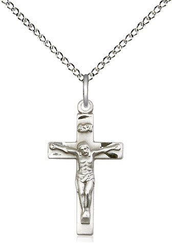 Dainty Crucifix Pendant Etched Accents for Women