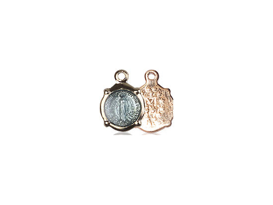 Charm Miraculous Medal Necklace with Blue Enamel