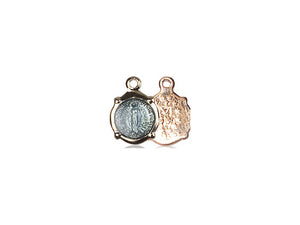 Charm Miraculous Medal Necklace with Blue Enamel