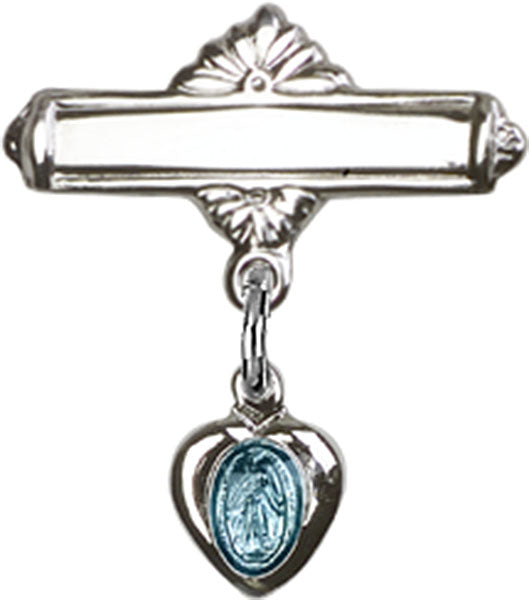 Engravable Baby Pin with Blue Miraculous Charm