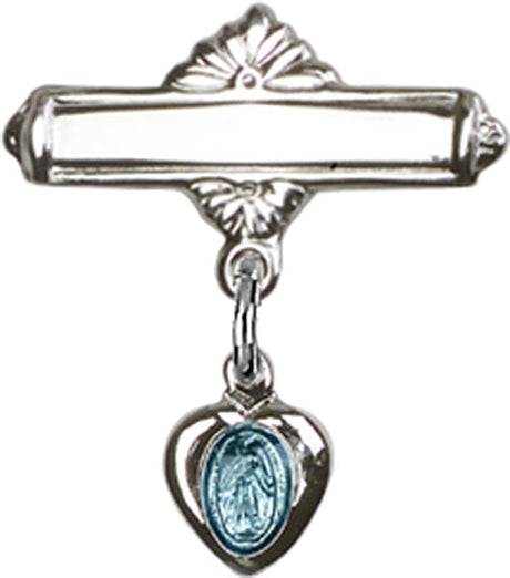 Engravable Baby Pin with Blue Miraculous Charm