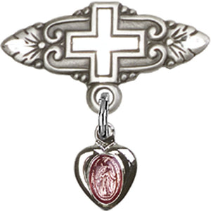 Pink Miraculous Charm and Badge Pin with Cross