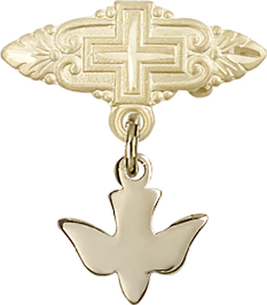 Pin with Holy Spirit Charm and Badge Pin with Cross