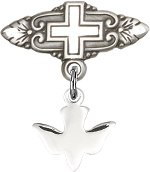Pin with Holy Spirit Charm and Badge Pin with Cross