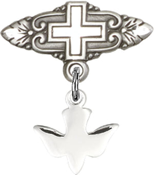Pin with Holy Spirit Charm and Badge Pin with Cross
