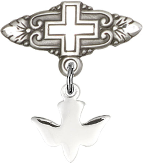 Pin with Holy Spirit Charm and Badge Pin with Cross