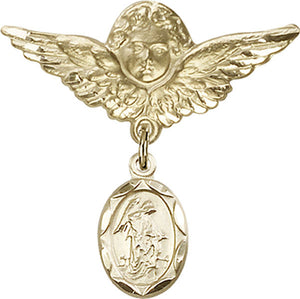 Guardian Angel Charm and Angel with Larger Wings Badge Pin