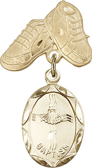 Baptism Charm and Baby Boots Pin