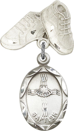 Baptism Charm and Baby Boots Pin