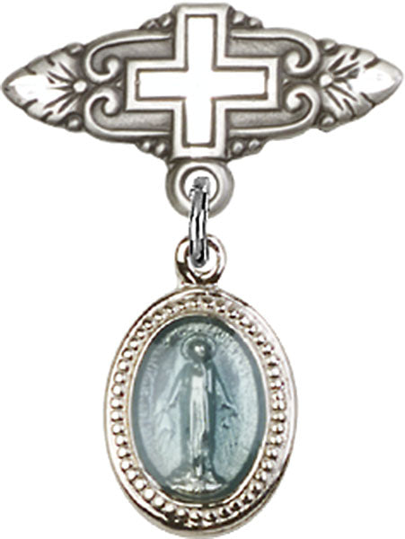 Blue Miraculous Charm and Badge Pin with Cross