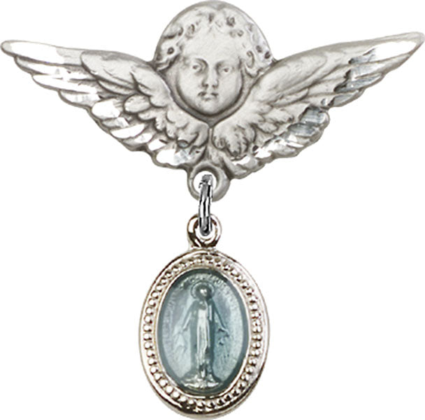 Blue Miraculous Charm and Angel with Larger Wings Badge Pin