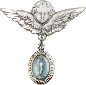 Blue Miraculous Charm and Angel with Larger Wings Badge Pin
