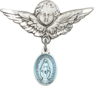 Miraculous Charm and Angel with Larger Wings Badge Pin