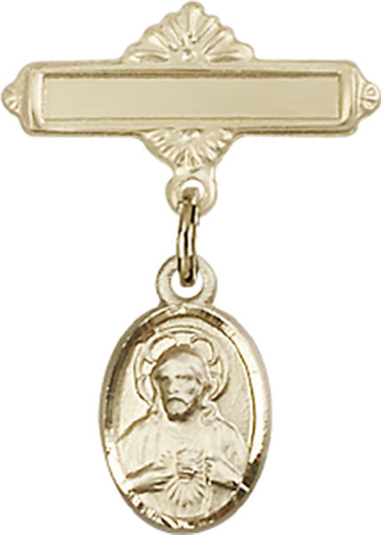 Scapular Charm and Polished Engravable Badge Pin