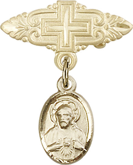 Scapular Charm and Badge Pin with Cross