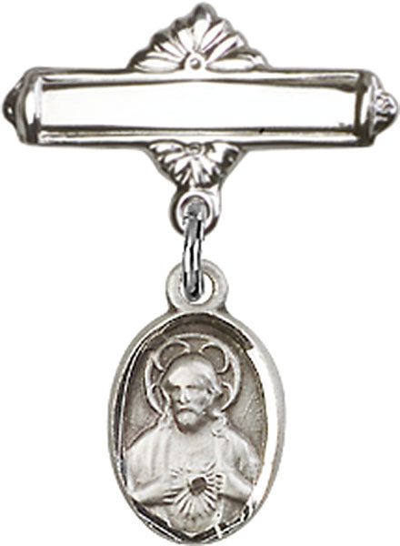 Scapular Charm and Polished Engravable Badge Pin