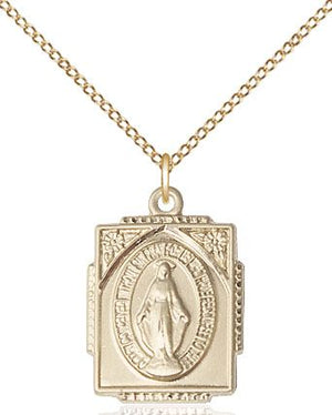 Square Miraculous Medal for Women with Decorative Border