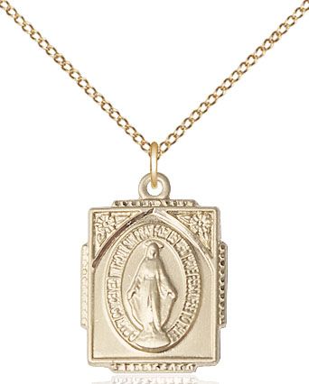 Square Miraculous Medal for Women with Decorative Border