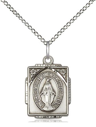Square Miraculous Medal for Women with Decorative Border