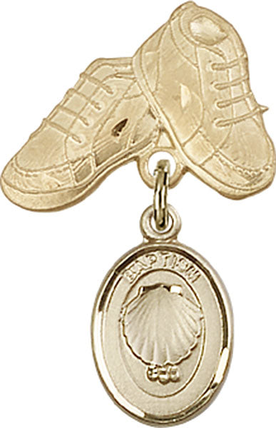 Baptism Charm and Baby Boots Pin