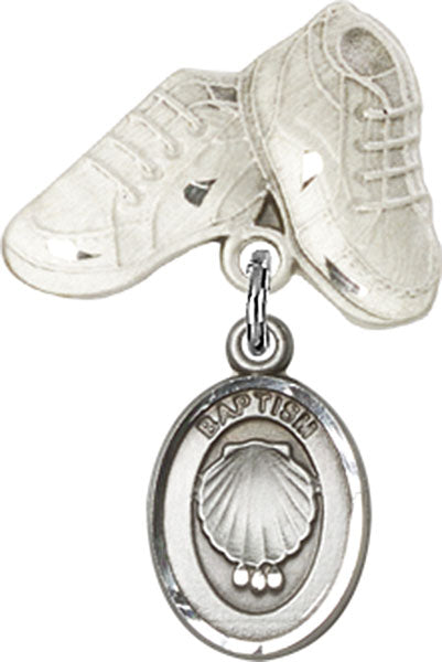 Baptism Charm and Baby Boots Pin