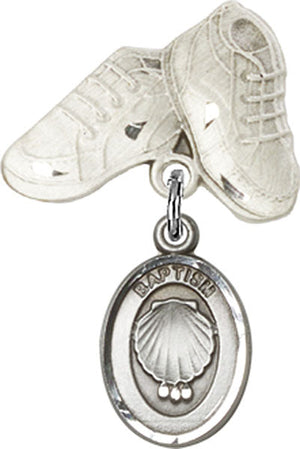 Baptism Charm and Baby Boots Pin