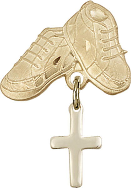 Cross Charm and Baby Boots Pin