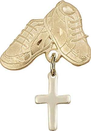 Cross Charm and Baby Boots Pin