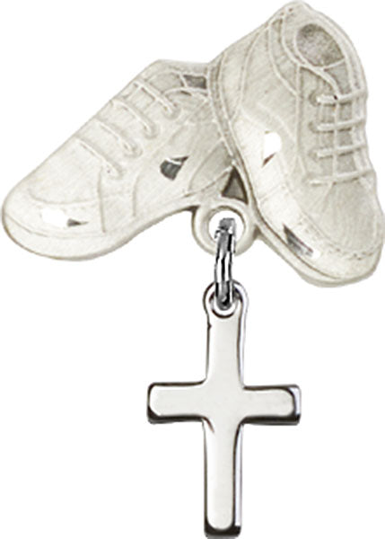Cross Charm and Baby Boots Pin