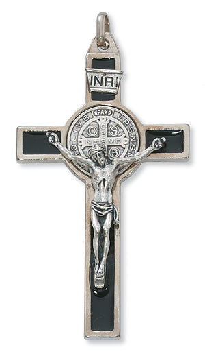 Silver St. Benedict Crucifix on Leather Cord
