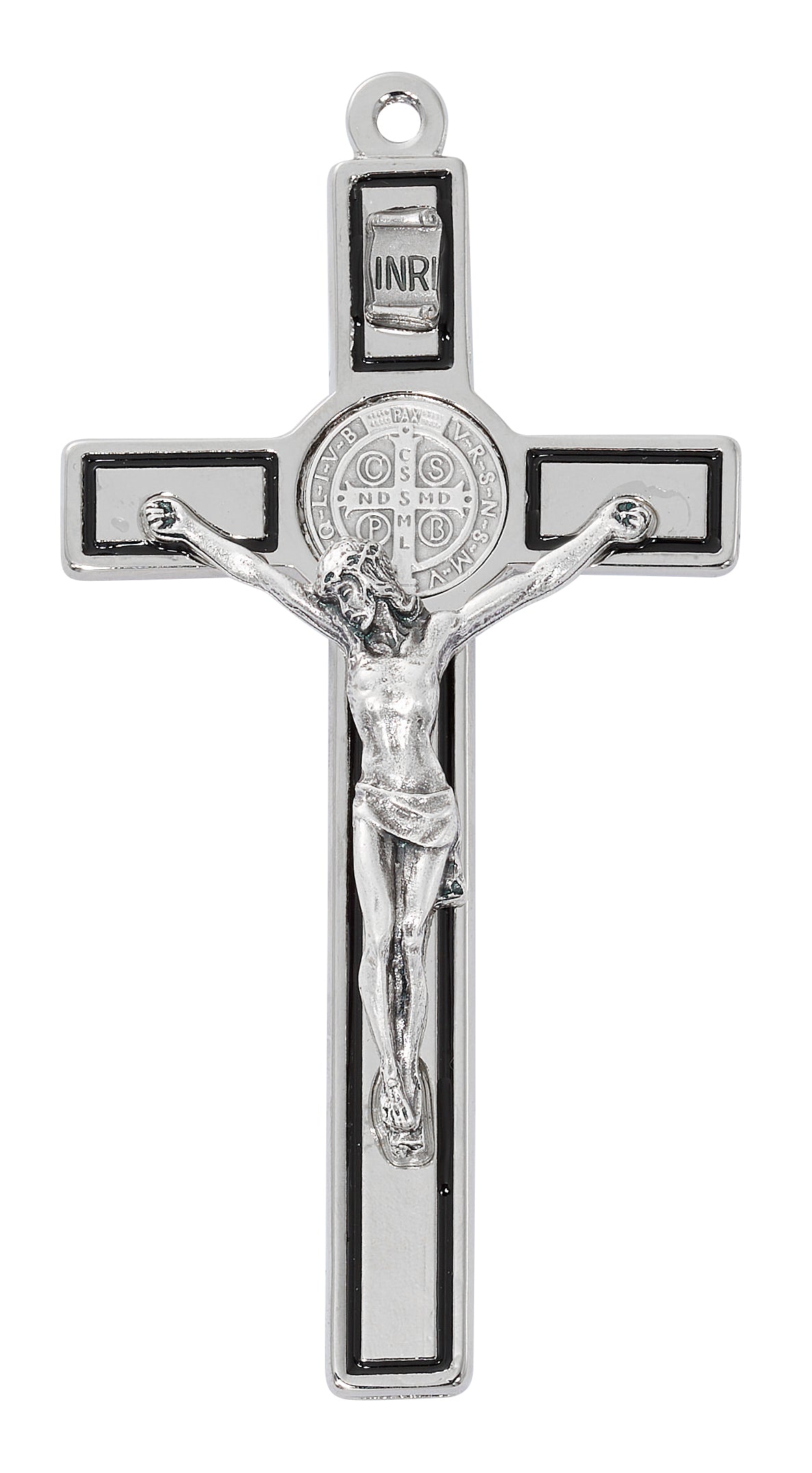 Silver and Black Enamel St. Benedict Crucifix