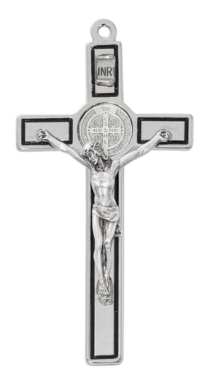 Silver and Black Enamel St. Benedict Crucifix