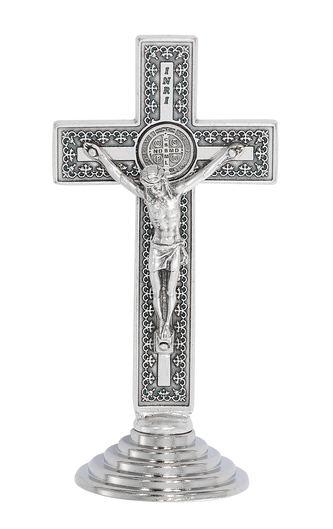 Small Silver Standing St. Benedict Crucifix