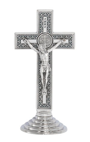 Small Silver Standing St. Benedict Crucifix