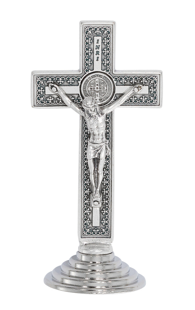 Small Silver Standing St. Benedict Crucifix