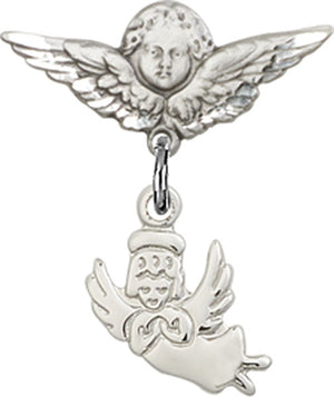 Guardian Angel Charm and Angel with Smaller Wings Badge Pin