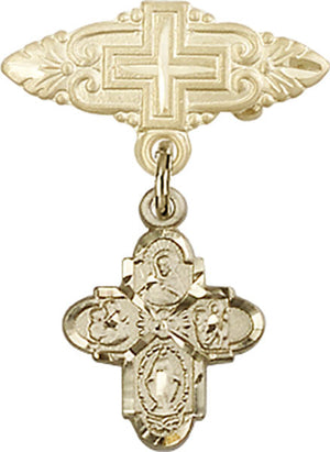 4-Way Charm and Badge Pin with Cross