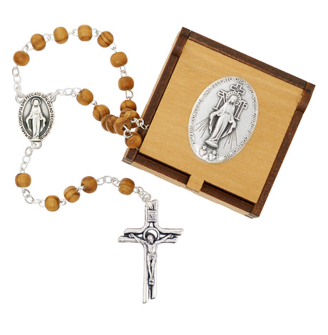 Olive Wood Rosary in Wooden Keepsake Box