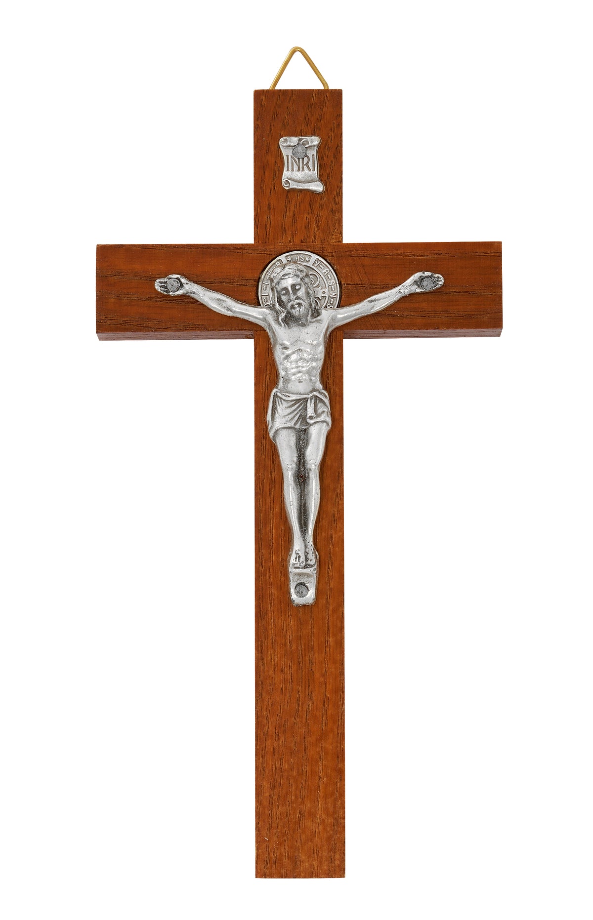Italian Brown Wood St. Benedict Wall Crucifix
