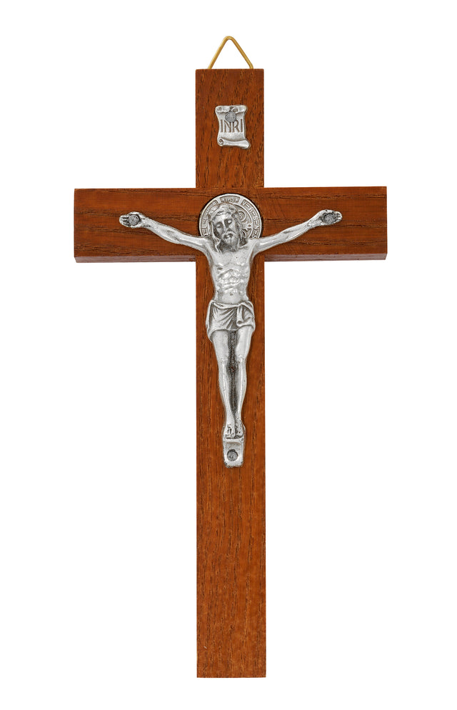 Italian Brown Wood St. Benedict Wall Crucifix