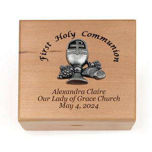 First Communion Maple Wood Keepsake Box