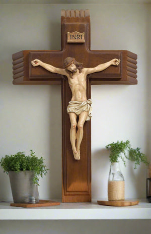 4 Pc. Wood Sick Call Crucifix  Set - 13.25"