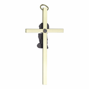Praying Boy Baby Cross Blue Enamel Brass Pewter 4x2 Inch